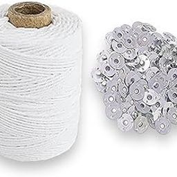 Candle Making Wick Thread Cotton Roll 100 Gram with 100 Piece Wick Sustainer for Candle Making - White DIY-1