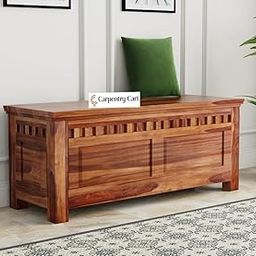 CARPENTRY CART Wooden Solid Sheesham Wood Trunk Box for Storage, Wooden Clothes Storage Box in Sheesham Wood (Honey Finish)-27