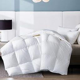 WhatsBedding White Goose Duck Down Comforter 100% Cotton Feather Comforter - Lightweight Duvet Insert - Queen 88x88-picture-16