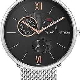Slim Quartz Multifunction Black Dial Stainless Steel Strap Watch for Men-NR1877SM01-picture-4