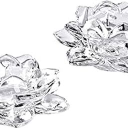 SLY Crystal Lotus Candle Holders Creative Decoration 5 Inch for Home Decoration, Votive Activity, Wedding, and Gift, Set of 2pcs-image-63