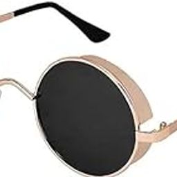 Vintage Round Steampunk Sunglasses for Men & Women | UV400 Protected Gothic Retro Goggles | Stylish Festival & Party Shades for Boys & Girls-image-50