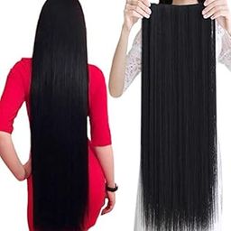 Artifice® Super Long 30" 160 gm 5 Clips Straight High Temperature Synthetic Hair Extension (Natural Black)-47