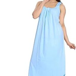 Full Length Women's Hosiery Cotton Fabric Long Nighty Slip/Camisole Slip/Night Wear Maxi for Women (Free Size, Sky Blue)-image-97