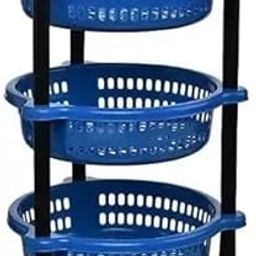 REGOLITH ENTERPRISES 3-Layer Multi-Purpose Kitchen Storage Basket Rack Sabaji Vegetable Plastic Trolley-28