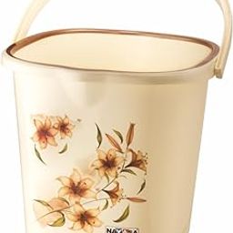 Nayasa Sqaure Ring DLX Plastic Bucket 25 Litre | Bathroom Set | Bath Set for Bathroom | Strong and Durable | Sturdy and Easy Grip Handle | Brown-image-33