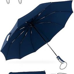 Large Automatic Folding Umbrella for Men & Women – Windproof 3-Fold Travel Umbrella with Cover – 23-Inch Canopy, Auto Open & Close (Blue)-image-48
