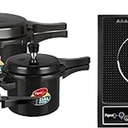 Pigeon by Stovekraft Hard Anodised Aluminium Pressure Cooker Combo - 2 L, 3 L and 5 L Induction Base Outer Lid Cooker (14414, Black) & Pigeon by Stovekraft Cruise 1800 watt Induction Cooktop (Black)-image-68