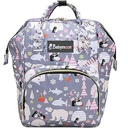 BabyMoon Mother Diaper Bag Lightweight Multifunctional Travel Unisex Diaper Backpack - Grey-image-53