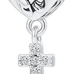 Cross Heart Charm with God All Things are Possible Bible Christian Religious Charm Bead for European Charm Bracelet-picture-33