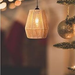 SkyN Living | Boho Rattan Pendant Light for Ceiling – Handwoven Hanging Lamp for Living Room Bedroom Kitchen Dining | Wicker Bamboo Light Fixture | E27 Bulb Holder – Natural Finish-image-66