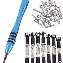 ATORSE Metal Steering Linkage Pull Rods Adjustable for Wl Toys 144001 1/14 Black-picture-15