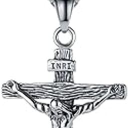 Religious Lord Jesus Christain Christ Cross Black And Silver Stainless Steel Pendant Necklace Chain For Men And Women SPn20221097-image-59