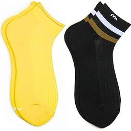 Women's 2 Pair Cotton Ankle Length Socks - Free Size (Yellow,Black)-MX184-36