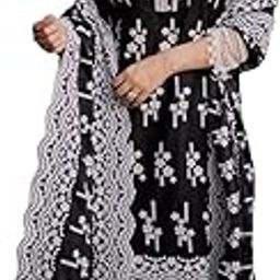 Women's Georgette Embroidered Kurta Palazzo Set with Dupatta (Medium) Black-picture-18