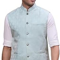 Men's Woven Design Sea Green Slim Fit Nehru Jacket-AC-1155_SeaGreen-image-54