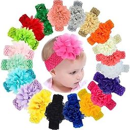 ANNA CREATIONS Baby Girls Super Stretchy Cotton Soft multi-colored kids premium headband hair bows For Newborn Babies hair accessory (20 Pcs)-image-5