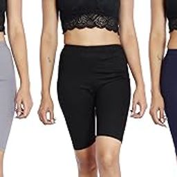 Soft Shorts for Women High Waisted Yoga Workout Athletic Sports Shorts Capri (Pack of 3)-picture-26