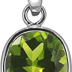 3 to 12.50 ratti Substitute of Panna Peridot Pendant for Women and Men Silver Peridot Stone Locket-89