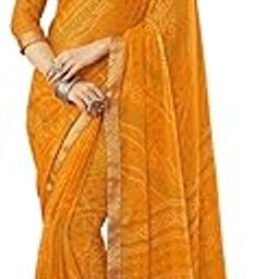 Women's Bandhani Printed & Lace Chiffon Saree with Blouse-picture-10