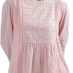 w for woman Pink Solid Cotton A-Line Top-picture-28