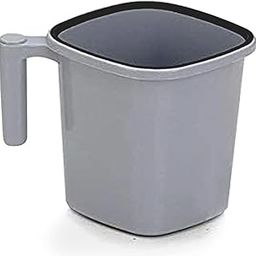 JEERZONE Plastic Durable Long Lasting Strong and Sturdy Bathroom Mug (1.5 L, Grey) (Gray Square Mug)-12