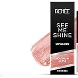 RENEE Glass Glow Pre Make-up Oil Primer (30ml) See Me Shine Lip Gloss - No Show Nude 2.5ml, Non Sticky Glossy & Non Drying Formula, Moisturizing Effect, Compact and Easy to Carry-42