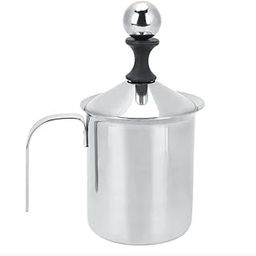 Ziran Manual Milk Frother - 400ML Stainless Steel Frothing Pitcher With Hand Pump, Double Mesh Coffee Cappuccino Foamer Creamer-6