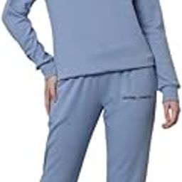 Women's Basic Solid Cotton Fleece Round Neck Sky Blue Tracksuit-image-82