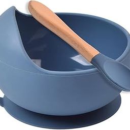 HEXONIQ® Baby Feeding Bowl & Spoon Weaning Set, Food Grade Silicone Suction Cup Bowl & Wooden Spoon with Stay Put Silicone Suction Bowl, Gift for Toddler Children Girls Boys (Dark Blue)-25