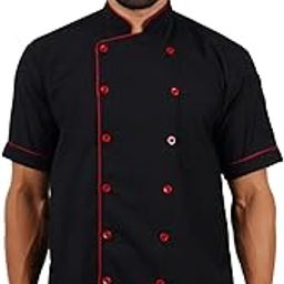 Malabar Trading Company Chef Coat for Men Half Sleeve | Professional Men's Cotton Chef Coat (44, Black)-image-40