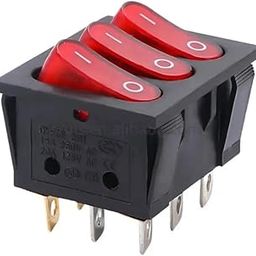CentIoT - Illuminated Multi Gang Rocker Switch 4.8mm terminals - for Car/Boat/Auto/Van LED Lamp Dash Light - 250V 16A, 6PIN (3 Gang, Red)-image-59