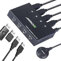 AIMOS USB KVM Switcher 4-Port, 4-Computer Sharing, 4 USB Devices, Push Button, Black-28