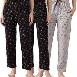 Women's Cotton Casual Printed Pyjamas With Side Pockets - Combo Pack Of 3-image-87