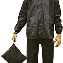 Waterproof Raincoat for Men with Hood_Set of Top and Bottom Packed in a Storage Bag-Black & Navy Blue-picture-21