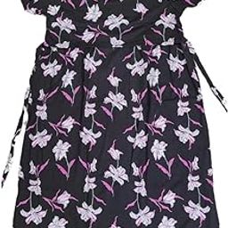 Vihavi Floral Print Maternity Dress, Black with White Lily Pattern, Short Sleeve-image-45