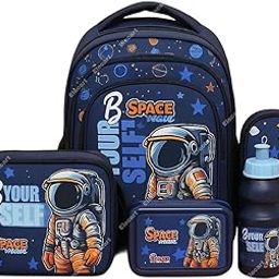 5-in-1 Space Theme School Backpack Set for Boys – Navy Blue Bag with Lunch Box, Lunch Bag, Water Bottle & Pencil Case – Kids School Bag Combo.-picture-28