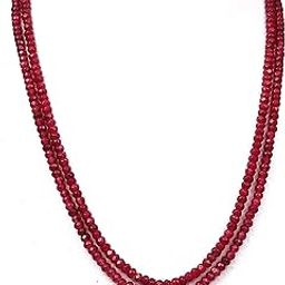 Mother-of-Pearl Base Metal Onyx Semiprecious Beads 2 Layer Necklace for Women (Red)-image-30