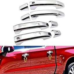 Chrome Plated 4-Door Handle Overlay Covers with 2 Smart Button Designed for Chevy Silverado 1500 2500HD 3500HD / GMC Sierra 1500 2500HD 3500HD-23