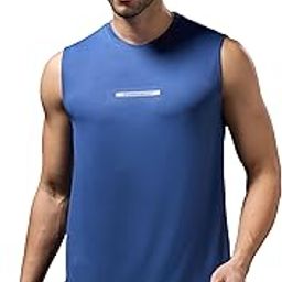 Mens Slim Fit Crew Neck Printed Sleeveless Gym Vest with Anti Microbial, Quick Dry Properties for Gym, Workout and Sports-80