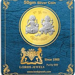 Laxmi Ganesh Ji Yellow Plated 50 Gram BIS Hallmarked 999 Purity Silver Coin-image-11