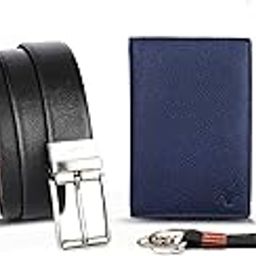 Leather Executive Gift Set | Combo of Men's Wallet, Ladies Wallet,Passport Holder, Men's Belt & Keyring |5 in 1 Mega Combo| Best Gifting Options (Blue2)-image-2