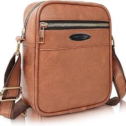 Urban Explorer PU Leather Stylish Side Sling Cross Body Travel Office Business Messenger Bag with Multi-Pocket Zip Closure and Adjustable Straps For Men Women (Tan)-image-92