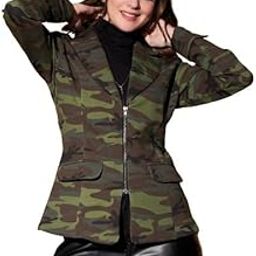 Women Blazer Camouflage Front Zipper Blazer-image-71
