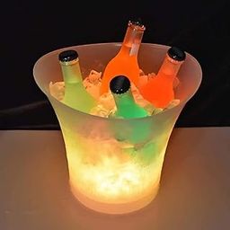 LAVNIK LED Ice Bucket 7 Colours Gradient Changing Luminous Plastic Champagne Wine Drinks Cooler Bucket, 5L Beer Wine Ice Bucket for KTV Clubs Bar Home Wedding Party-image-0
