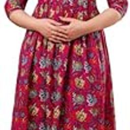 Women's Pure Cotton Printed Maternity Gown/Maternity wear/Feeding Gown A-line Maternity Feeding Dress Maternity Kurti Gown for Women-image-124