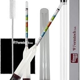 Fermtech Glass Triple Scale Hydrometer Kit. Test ABV, Brix & Gravity of Your Wine, Beer, Mead & Kombucha accurately! Triple Scale Hydrometer + Cleaning Sheet + 10" Test jar and Storage Case.-20