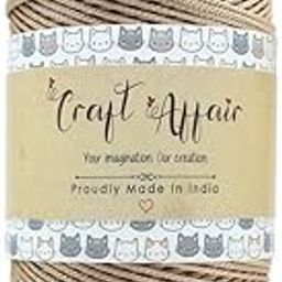 Craft Affair | PP Knitted/Braided (1mm, 100m) Macramé Cord | Nylon Knot Beading for Making Jewelry, Bracelet & Craft - Beige-16
