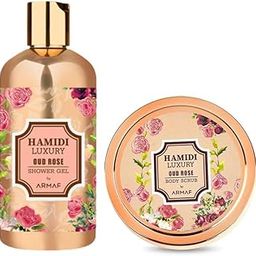 Hamidi Luxury Oud Rose Body Care Kit Combo | Oud Rose Shower Gel 500ml | Oud Rose Body Scrub 250ml | Non-Alcoholic | Cleanses and Softens Skin | Ultra Moisturizing | Feel Soft, Smooth & Refreshed-picture-24