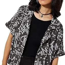 max URB_N Women Printed Resort Shirt (Grey_L)-picture-27